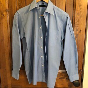 Perry Ellis Light Blue Dress Shirt - Men's Medium/Large, Size 16